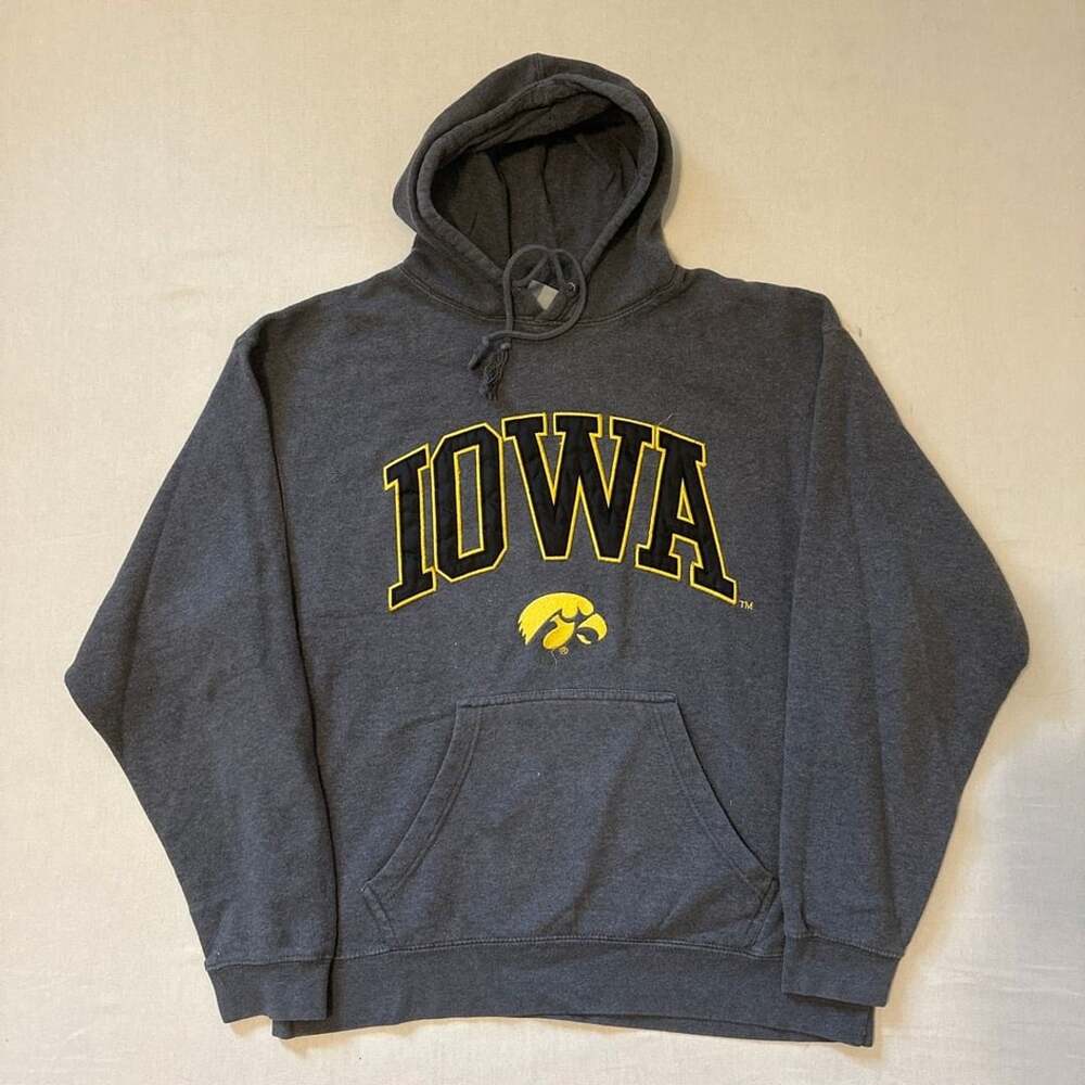 J. America Iowa Hawkeyes NCAA Gray Embroidered Hoodie Sweatshirt Large